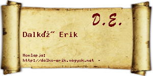 Dalkó Erik névjegykártya